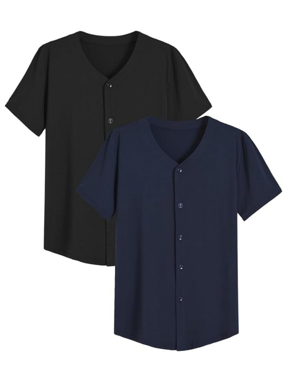 Men's Latuza Men's Bamboo Viscose Button Down Pajama Shirt (S) Navy/Black 2 Pack